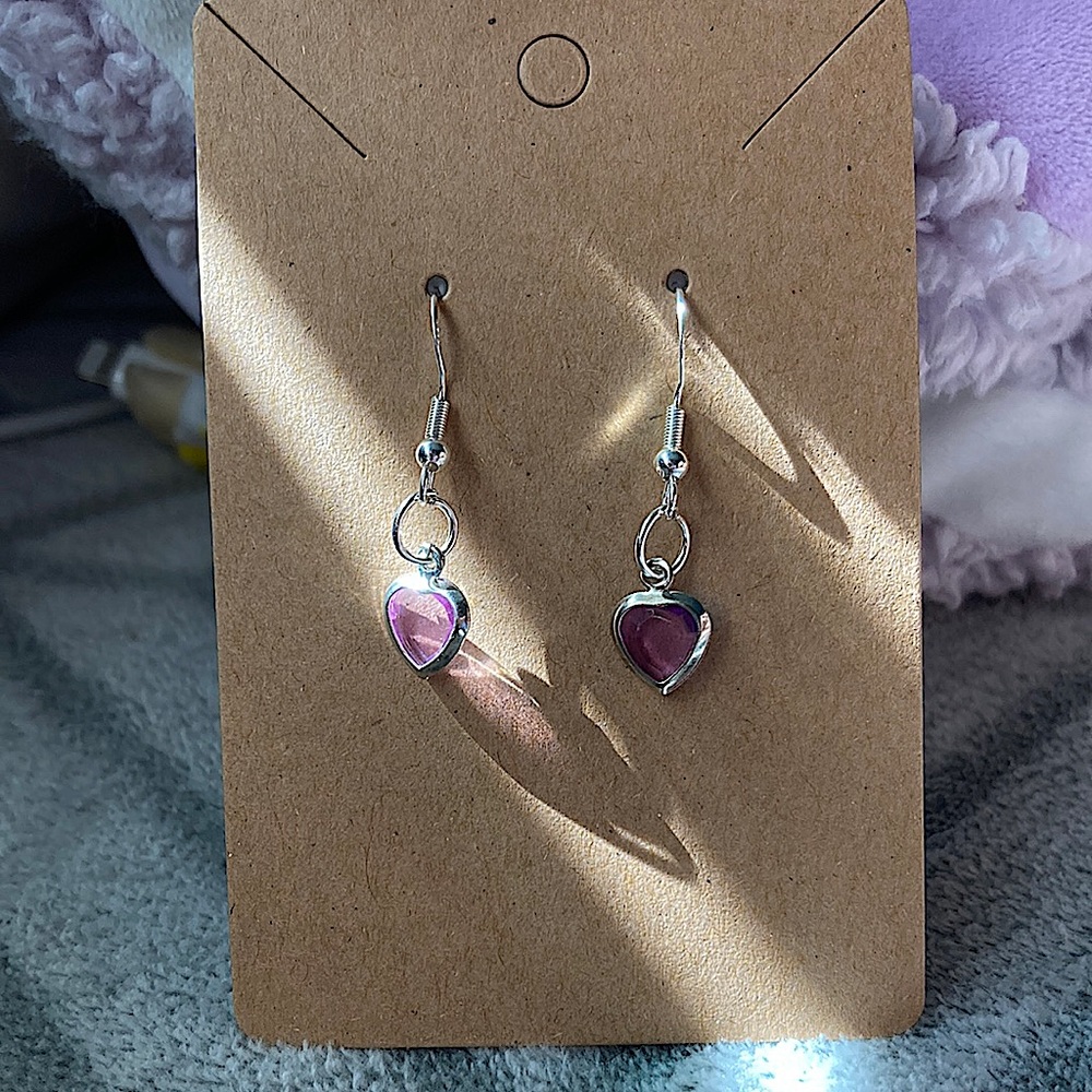 Pink and Purple Heart earrings